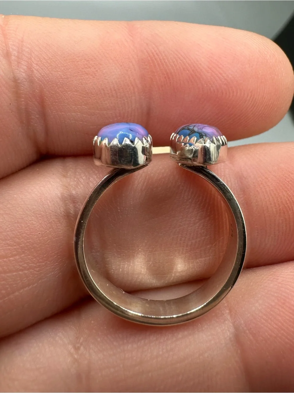 Monarch Dahlia Turquoise 925 Sterling Silver Adjustable Floater Bypass Ring